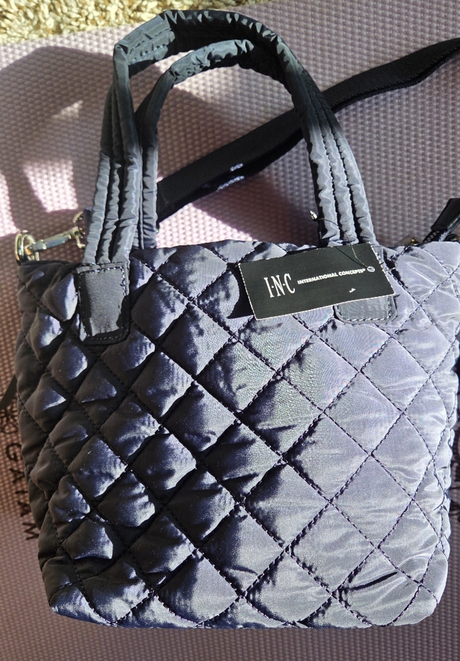 INC International Concepts Quilted Navy Shoulder Bag